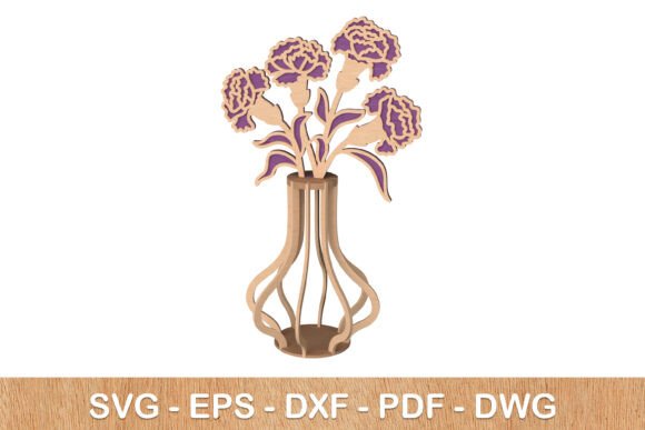3D Carnation Vase Laser Cut File – SVG for Creative Projects