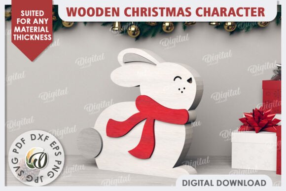 3D Christmas Bunny Laser Cut for Creative Projects