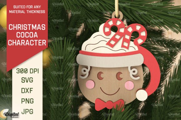3D Christmas Cocoa Gingerbread Man Laser Cut Design for Creative Projects