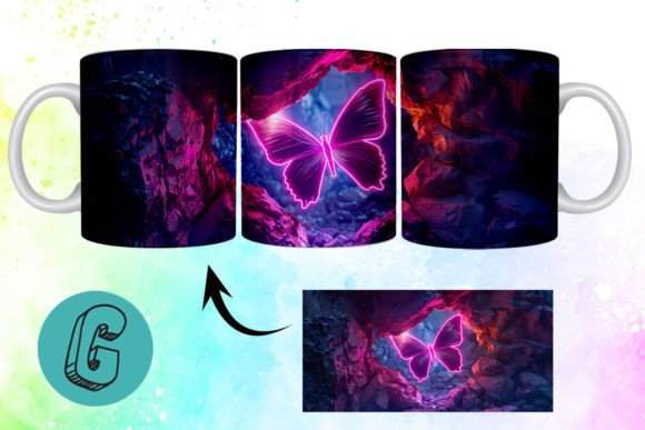 3D Fantasy Butterfly Mug Wrap Break 05