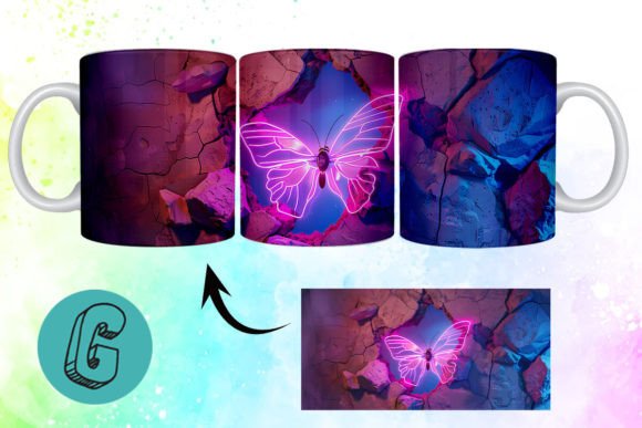 3D Fantasy Butterfly Mug Wrap Break 19