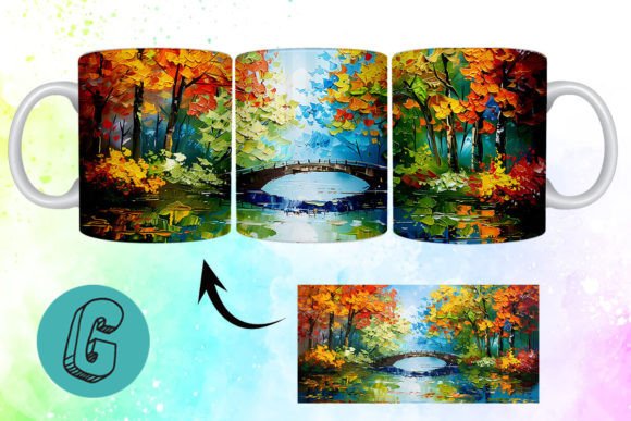 3D Oil Paint Autumn Park Mug Wrap 20: A Creative Tool for DIY Enthusiasts