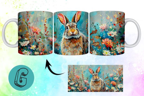 3D Oil Paint Easter Bunny Mug Wrap 16: A Creative Asset for Modern DIY Enthusiasts