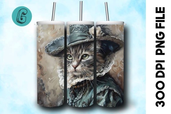 3D Oil Paint Elegant Cat Tumbler Wrap 25: A High-Quality Digital Download for Creative DIY Projects
