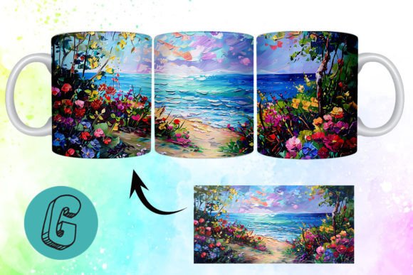 3D Oil Paint Floral Garden Mug Wrap 02: A High-Quality Digital Download for Creative Projects