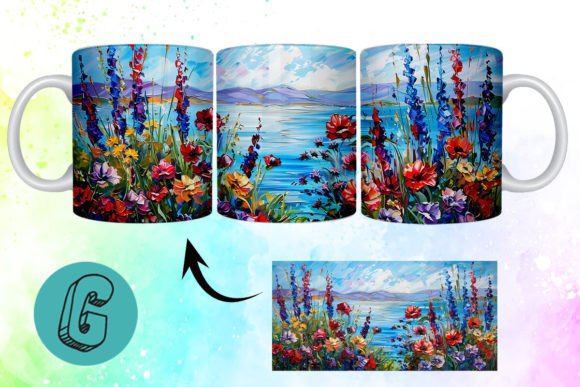 3D Oil Paint Floral Garden Mug Wrap 11: A Creative Digital Asset for DIY Enthusiasts