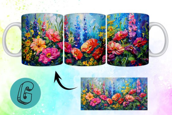 3D Oil Paint Floral Garden Mug Wrap 12: A Must-Have for Creative DIY Enthusiasts