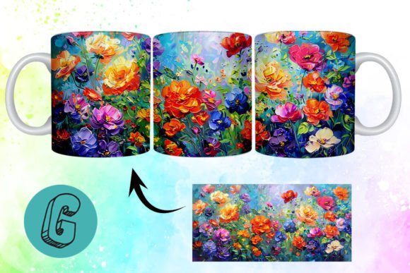 3D Oil Paint Floral Garden Mug Wrap 15