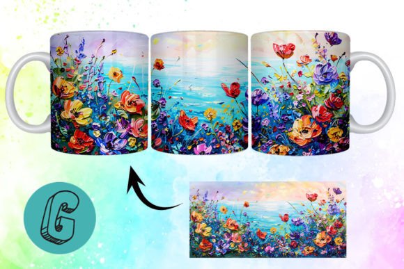 3D Oil Paint Floral Garden Mug Wrap 17