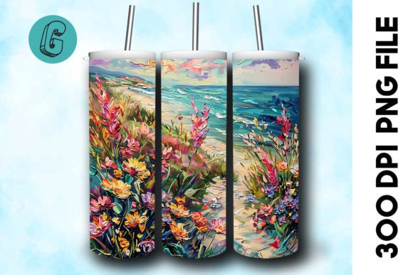 3D Oil Paint Floral Tumbler Wrap for Creative Projects