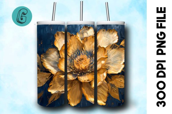 3D Oil Paint Gold Flower Tumbler Wrap 23: A Creative Digital Resource for DIY Enthusiasts