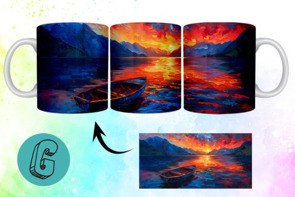 3D Oil Paint Lonely Boat Mug Wrap 11: A Versatile Digital Asset for Creative Projects