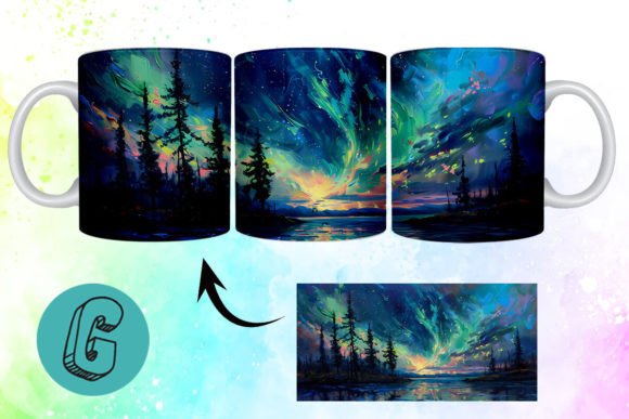 3D Oil Paint Northern Lights Mug Wrap 08: A Must-Have for Creative DIY Enthusiasts