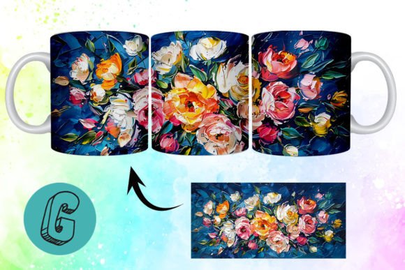 3D Oil Paint Pretty Flowers Mug Wrap 11 – A Creative Tool for Stunning DIY Projects