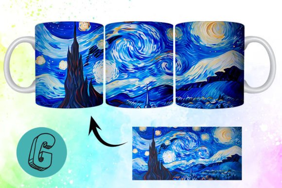 3D Oil Paint Starry Night Mug Wrap 12: A Creative Digital Resource for DIY Enthusiasts