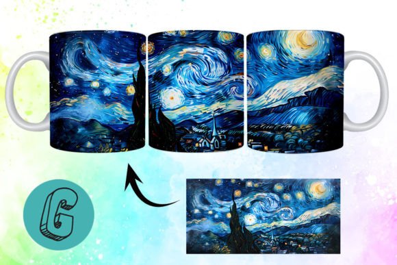 3D Oil Paint Starry Night Mug Wrap 14: A Creative Tool for Modern DIY Enthusiasts