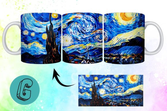 3D Oil Paint Starry Night Mug Wrap 18: A Versatile Digital Design for Creative Enthusiasts