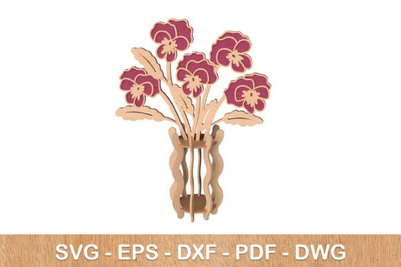 3D Pansy Flower Vase SVG Laser Cut – A Versatile Design for Creative Projects