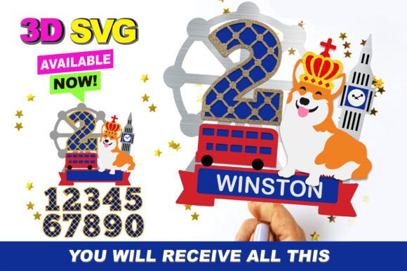 Cute Corgi Cake Topper 3D SVG