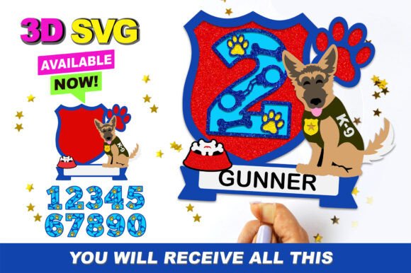 Cute Police Dog Cake Topper 3D SVG – A Must-Have for Creative Enthusiasts