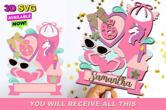 Unicorn Swimsuit Cake Topper 3D SVG: A Creative Tool for Crafters and Event Planners